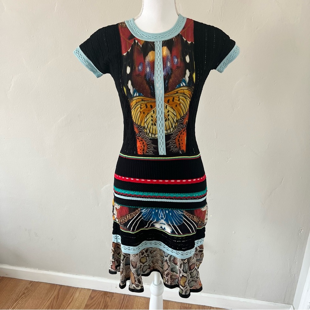 Roberto Cavalli knit mixed print dress